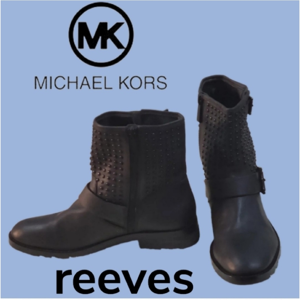 MICHAEL KORS REEVES STUDDED MOTO BOOTS - Picture 6 of 8